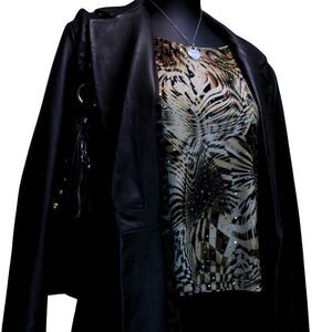 Brittany Black Zebra Glitter Top Y2K Animal Print